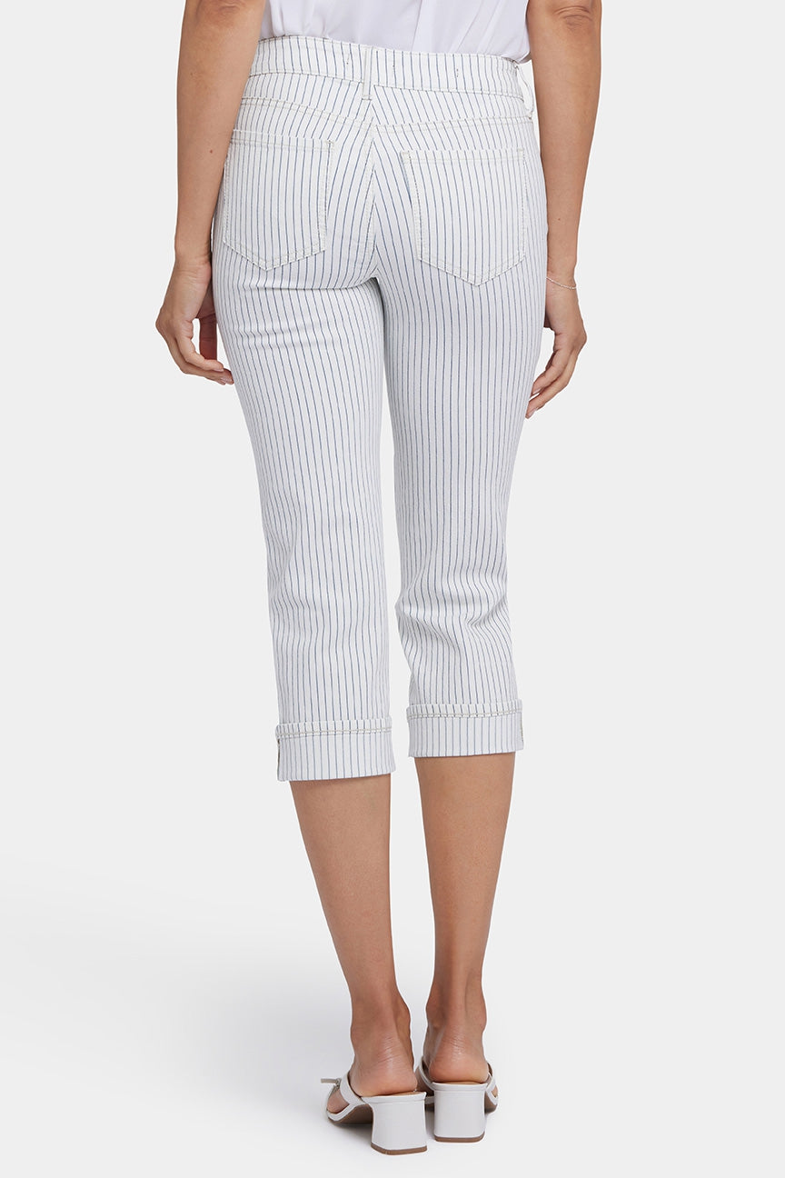 Marilyn Straight Crop Jeans With Cuffs | Palencia Stripe | Pants | NYDJ