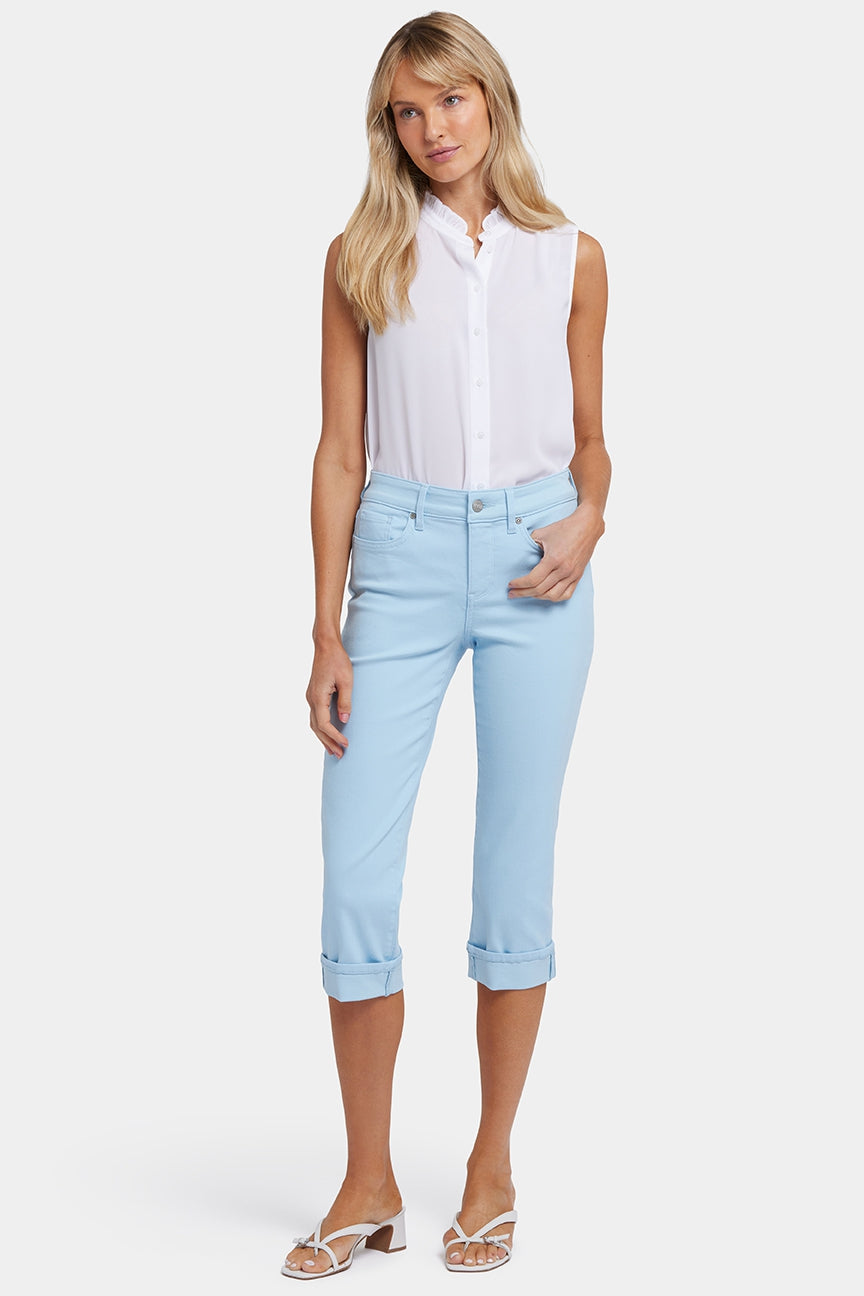 Marilyn Straight Crop Jeans In Cool Embrace® Denim With Cuffs | Aquatic | Pants | NYDJ