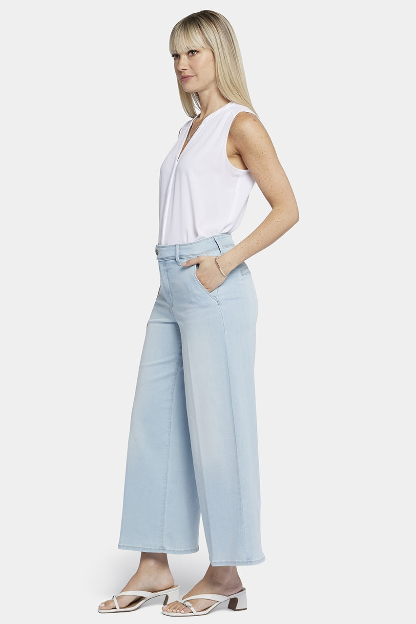 High Rise Mona Wide Leg Ankle Jeans Light Blue Premium Denim | Oceanfront | Pants | NYDJ