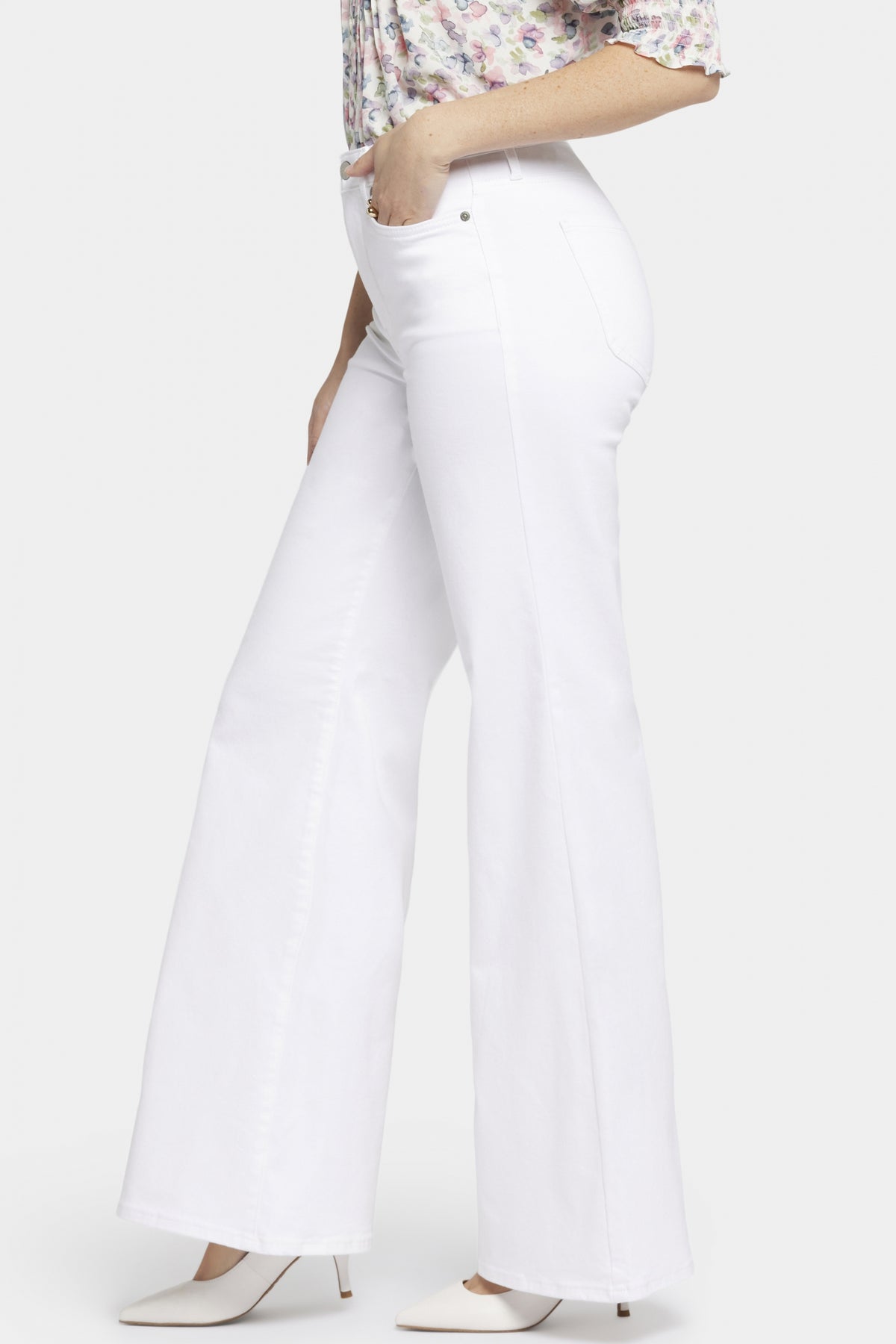 Mia Palazzo Jeans In Petite With High Rise | Optic White | Pants | NYDJ