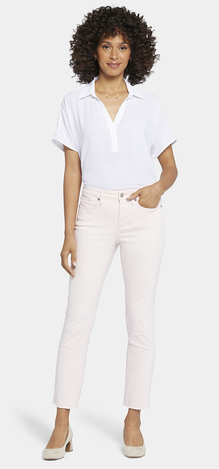 Sheri Slim Ankle Jeans Frayed Hems White Coloured Denim | Felicity | Pants | NYDJ