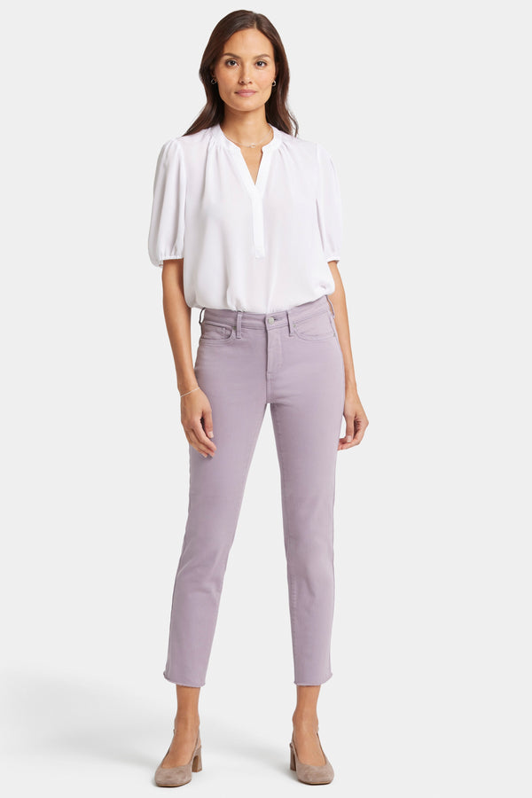 Sheri Slim Ankle Jeans Frayed Hems Lilac Coloured Denim | Arctic Dusk | Pants | NYDJ