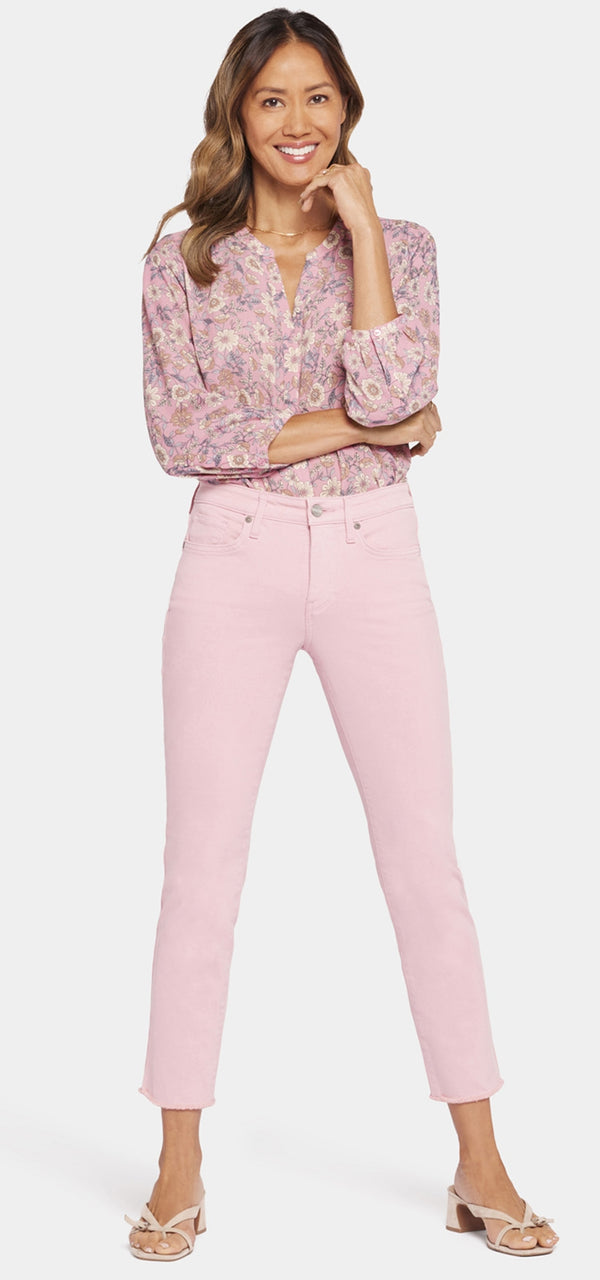 Sheri Slim Ankle Jeans Frayed Hems Pink Coloured Denim | Aphrodite | Pants | NYDJ