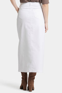 High Rise Long Skirt With Center Front Slit | Optic White | Skirt | NYDJ