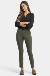 Legging Trouser Green Stretch Faux Suede | Vine Leaf | Non Denim | NYDJ