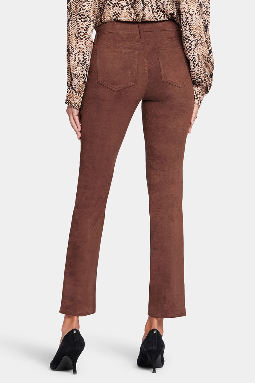 Sheri Slim Trouser Brown Faux Suede | Dark Chocolate | Pants | NYDJ