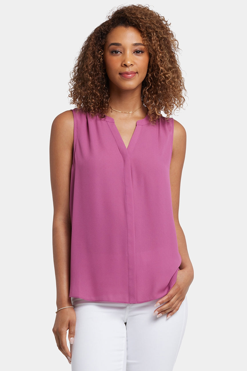 Sleeveless Pintuck Blouse | Red Violet | Top | NYDJ