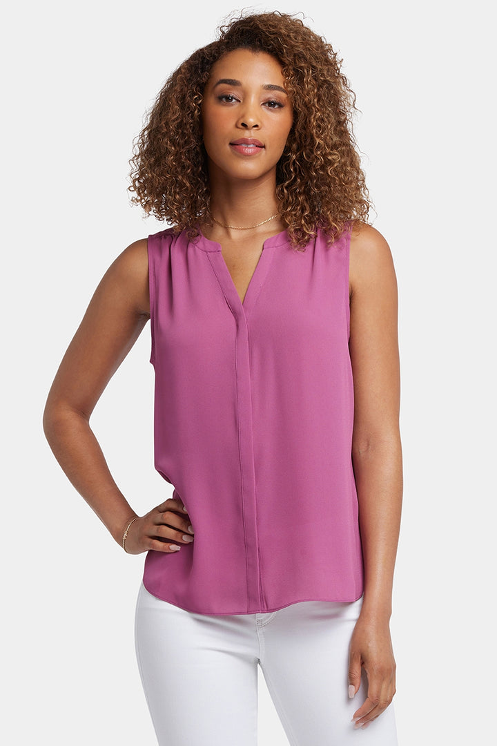 Sleeveless Pintuck Blouse | Red Violet