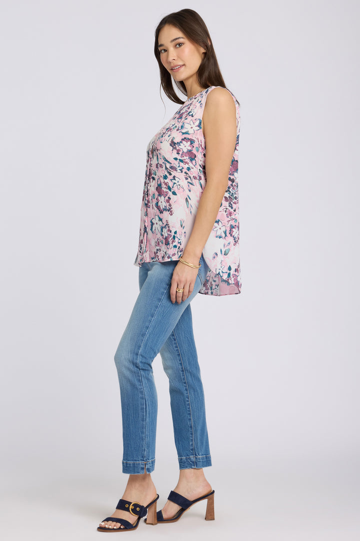 Sleeveless Pintuck Blouse | Floral Dreams