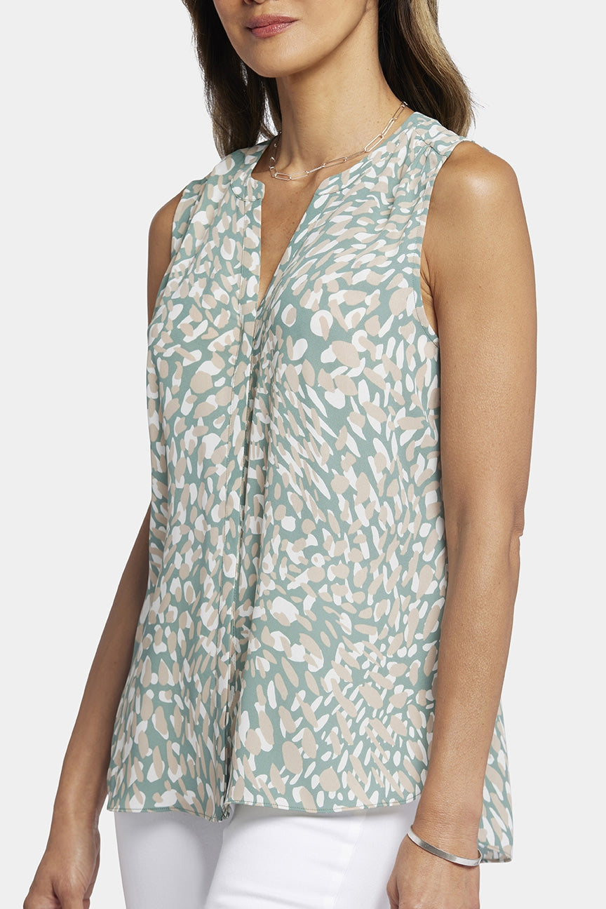 Sleeveless Pintuck Blouse Graphic Print | Endless Sea | Top | NYDJ