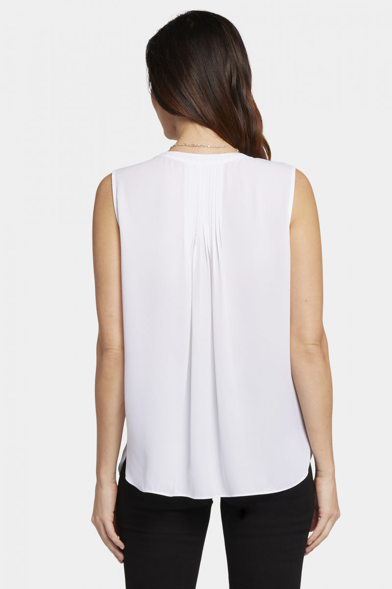 Sleeveless Pintuck Blouse | Optic White | Top | NYDJ