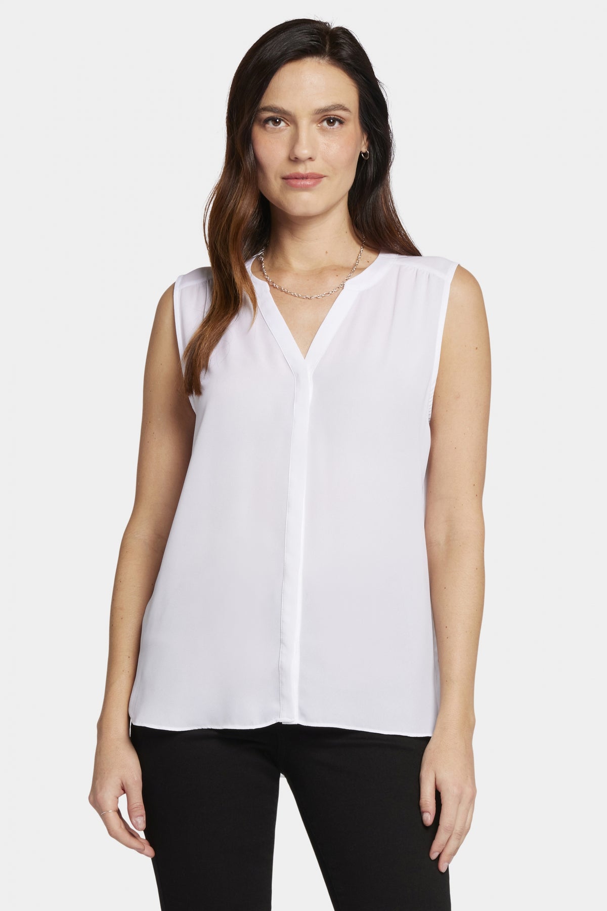 Sleeveless Pintuck Blouse | Optic White | Top | NYDJ