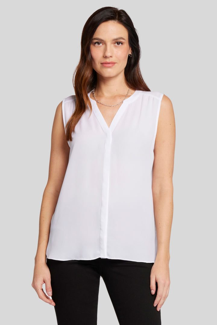 Sleeveless Pintuck Blouse | Optic White