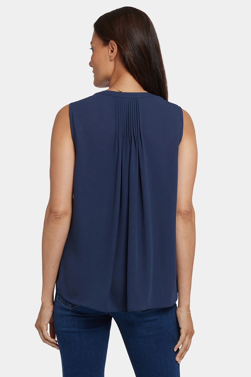 Sleeveless Pintuck Blouse | Oxford Navy