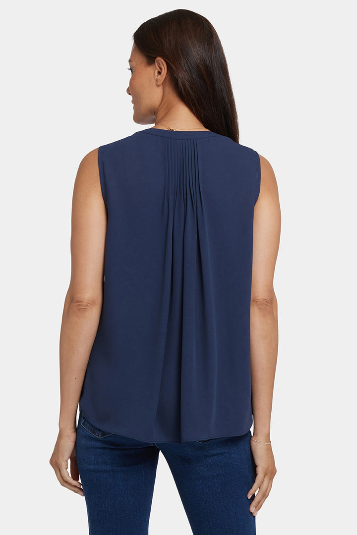 Sleeveless Pintuck Blouse | Oxford Navy