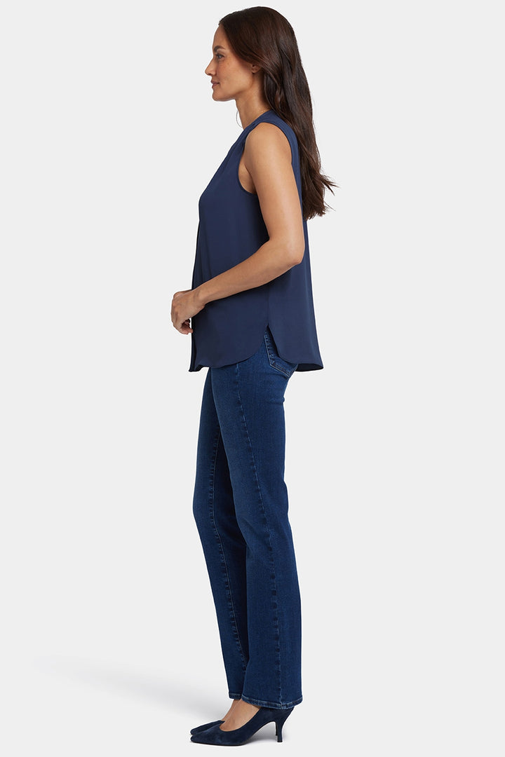 Sleeveless Pintuck Blouse | Oxford Navy