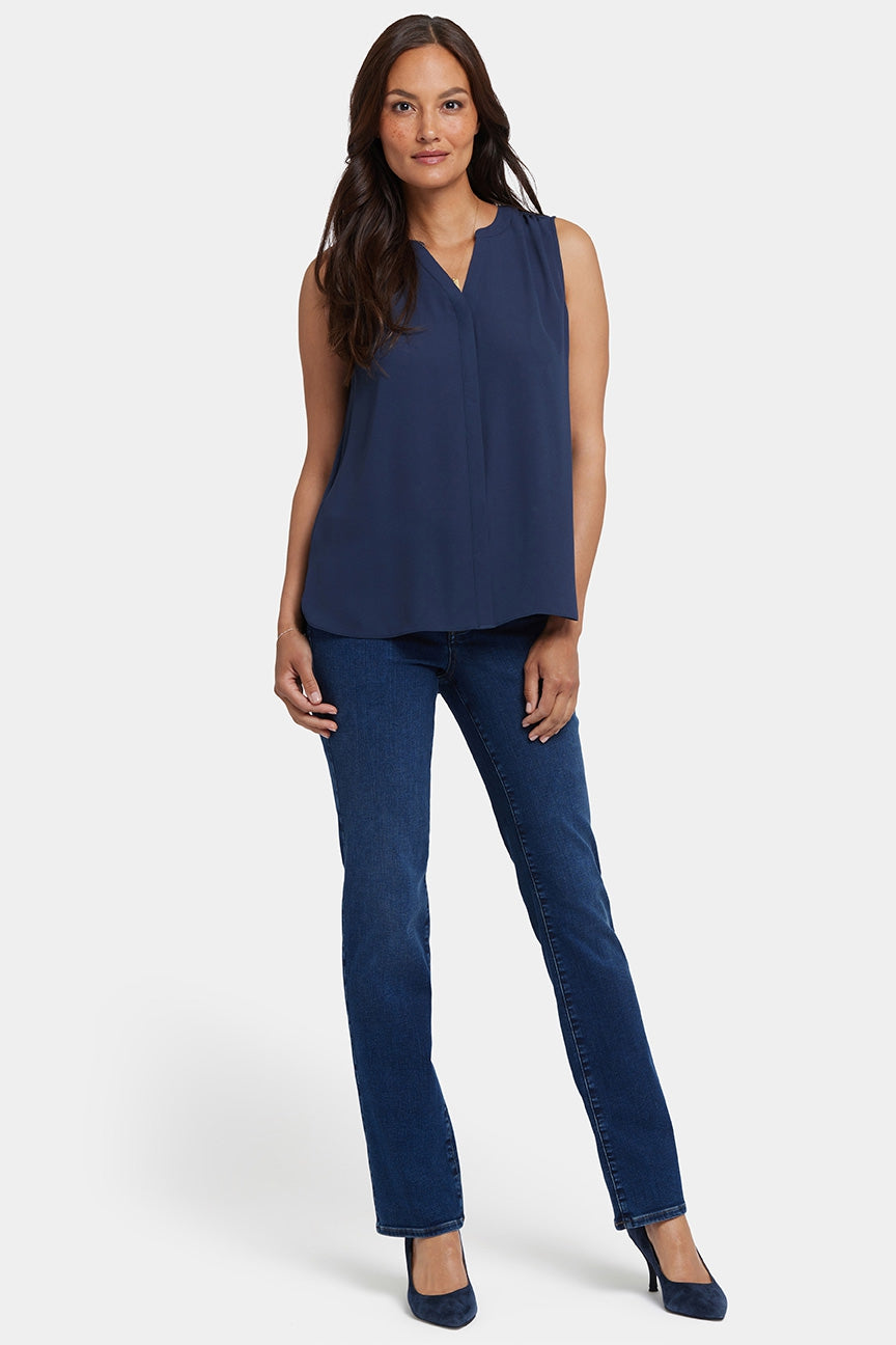 Sleeveless Pintuck Blouse | Oxford Navy