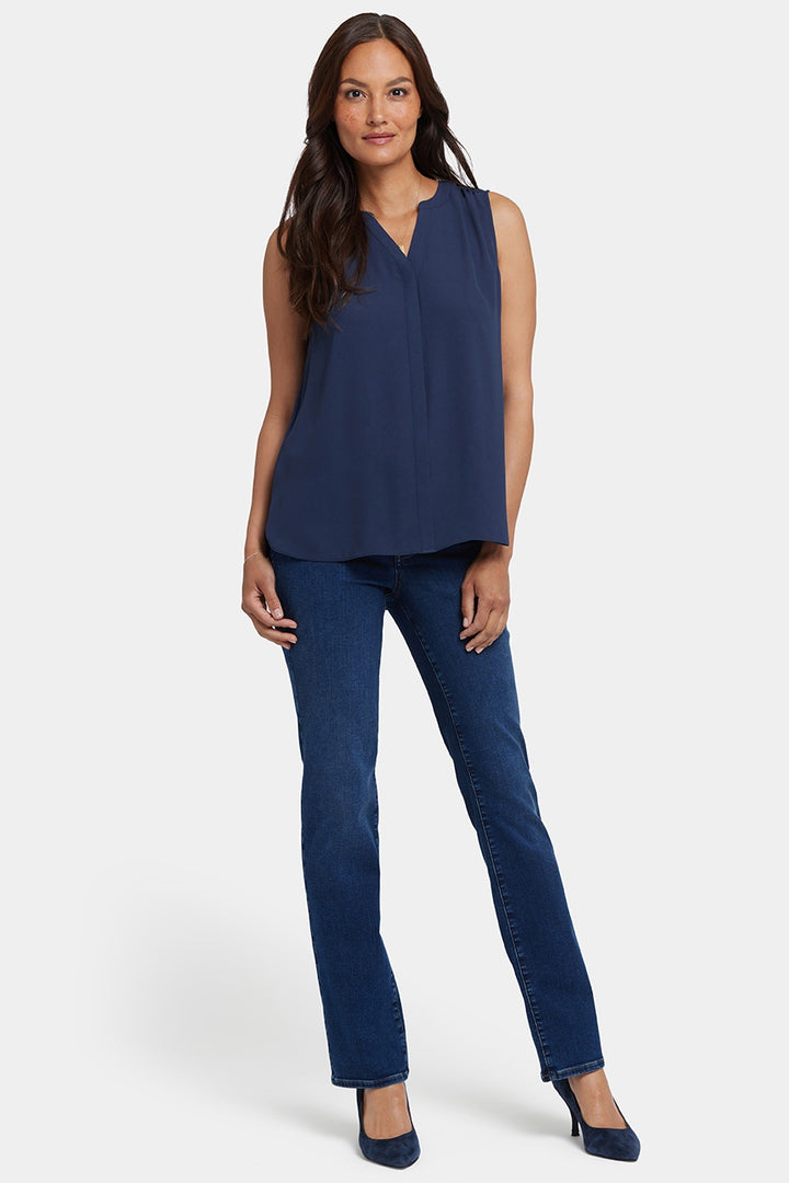 Sleeveless Pintuck Blouse | Oxford Navy