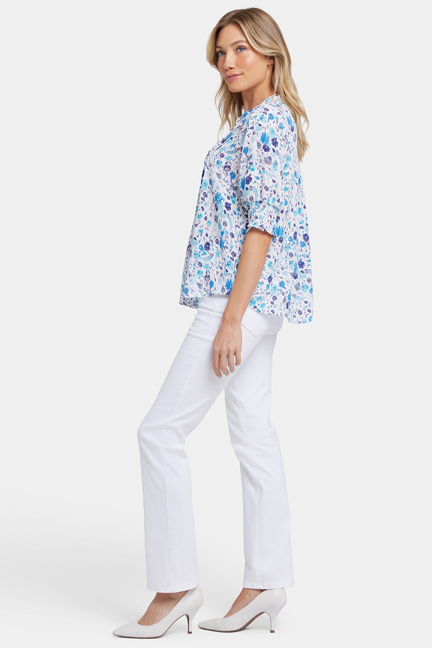 Pleated Short Sleeved Blouse | Jimena Garden | Blouse | NYDJ