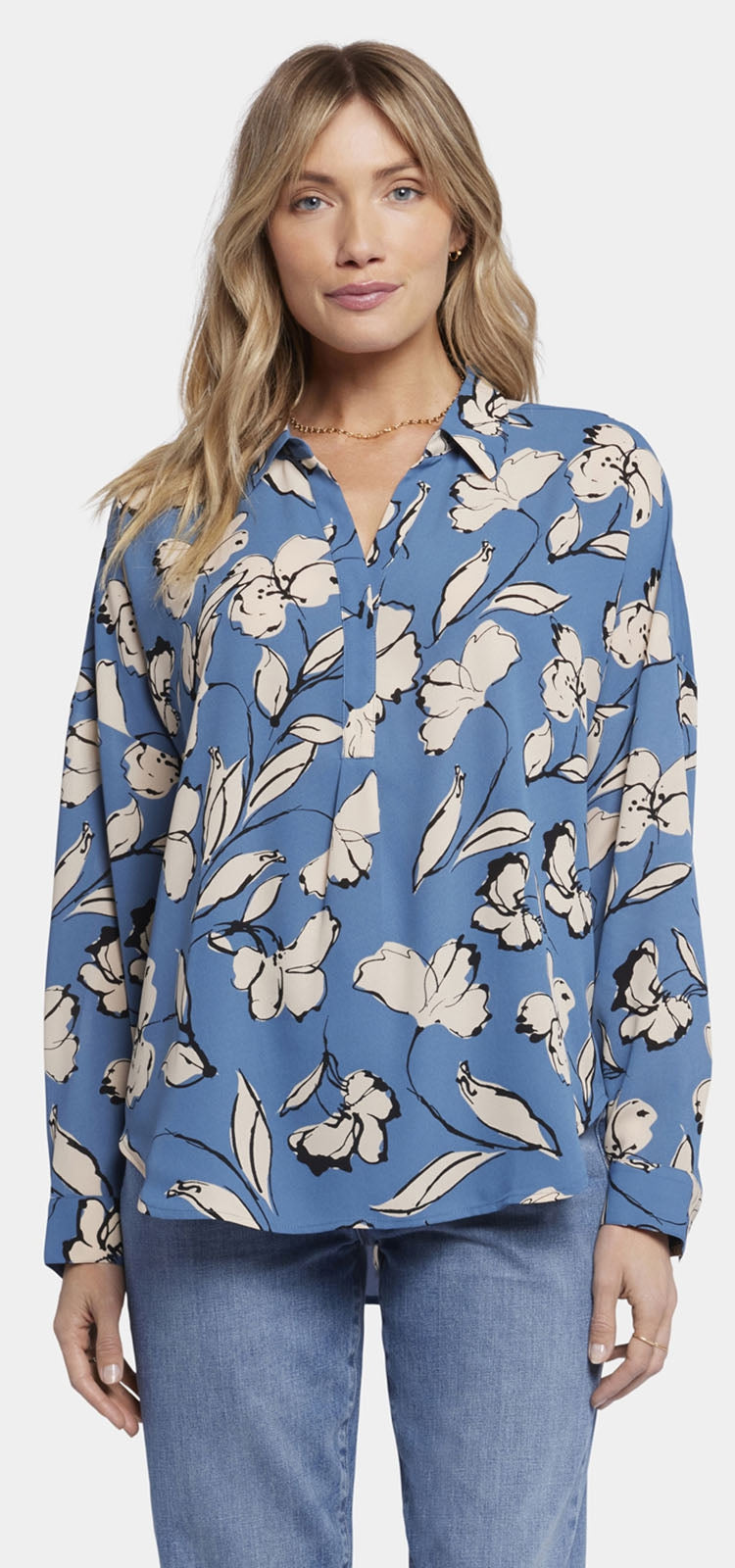 Becky Blouse Blue Flower Print | La Grande | Blouse | NYDJ