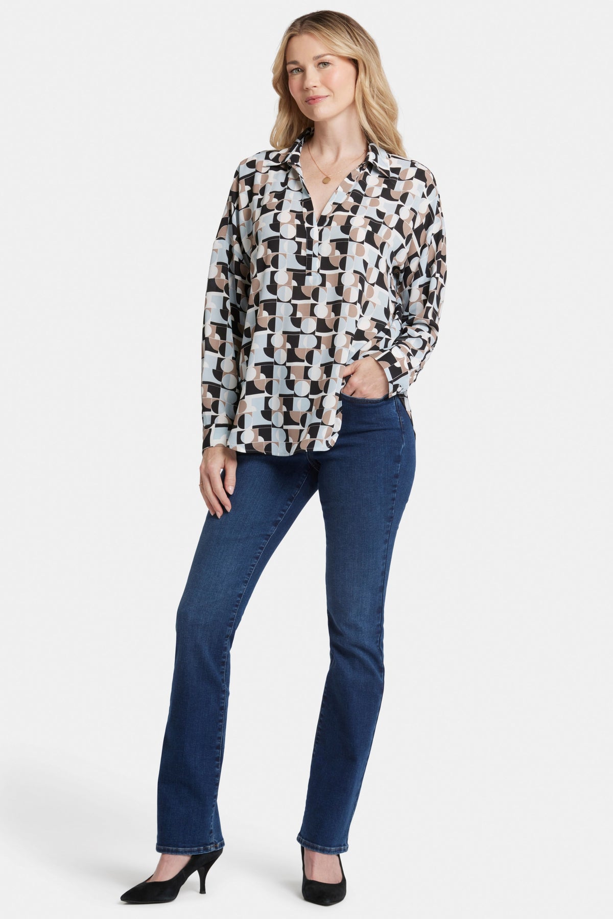 Becky Blouse Graphic Print | Light & Fog | Blouse | NYDJ