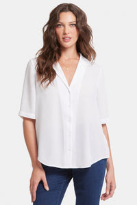 Gabrielle Short Sleeved Blouse | Optic White | Blouse | NYDJ