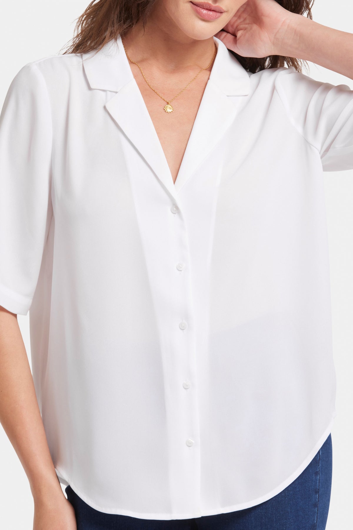 Gabrielle Short Sleeved Blouse | Optic White | Blouse | NYDJ