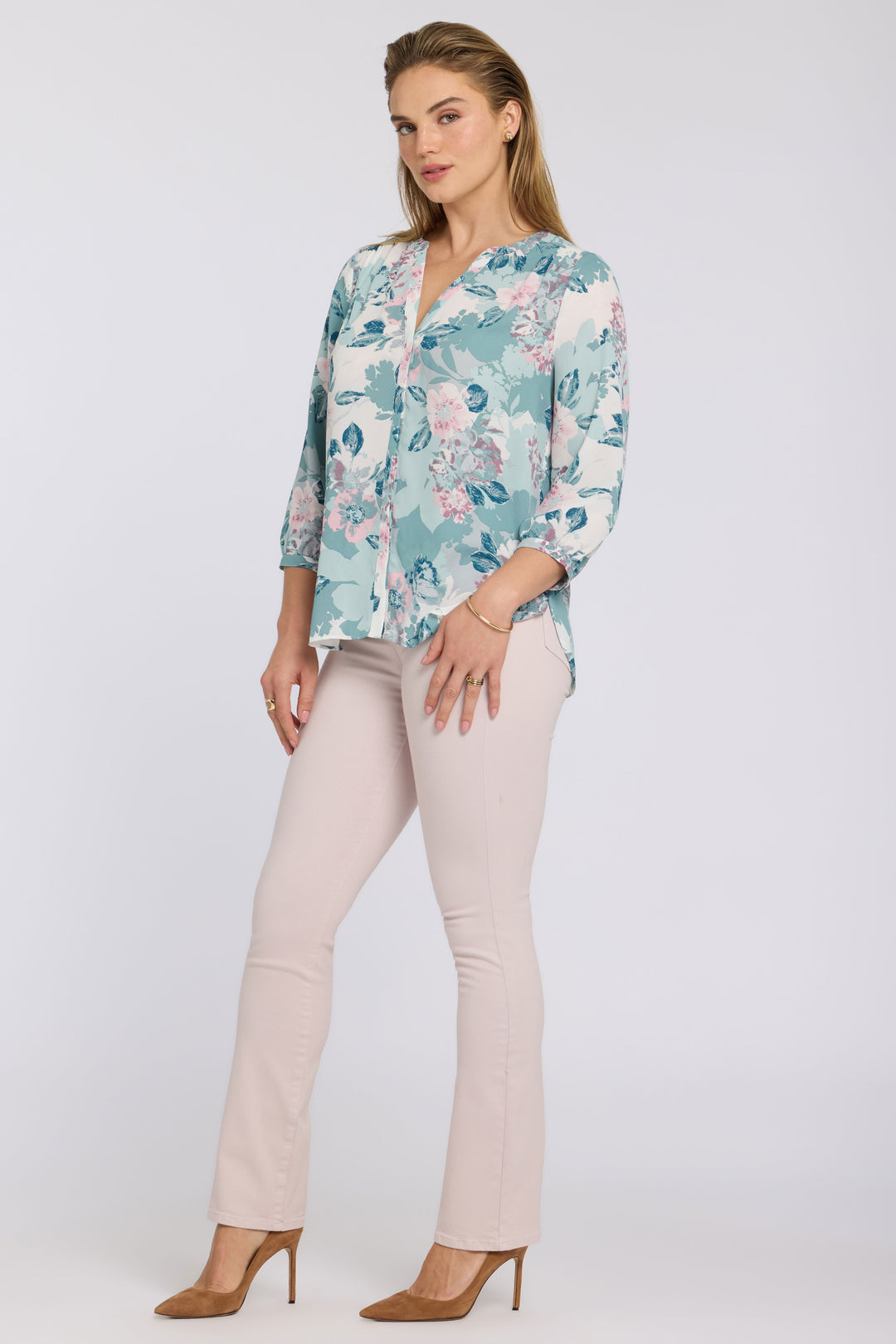 Pintuck Blouse | Floral Mosaic