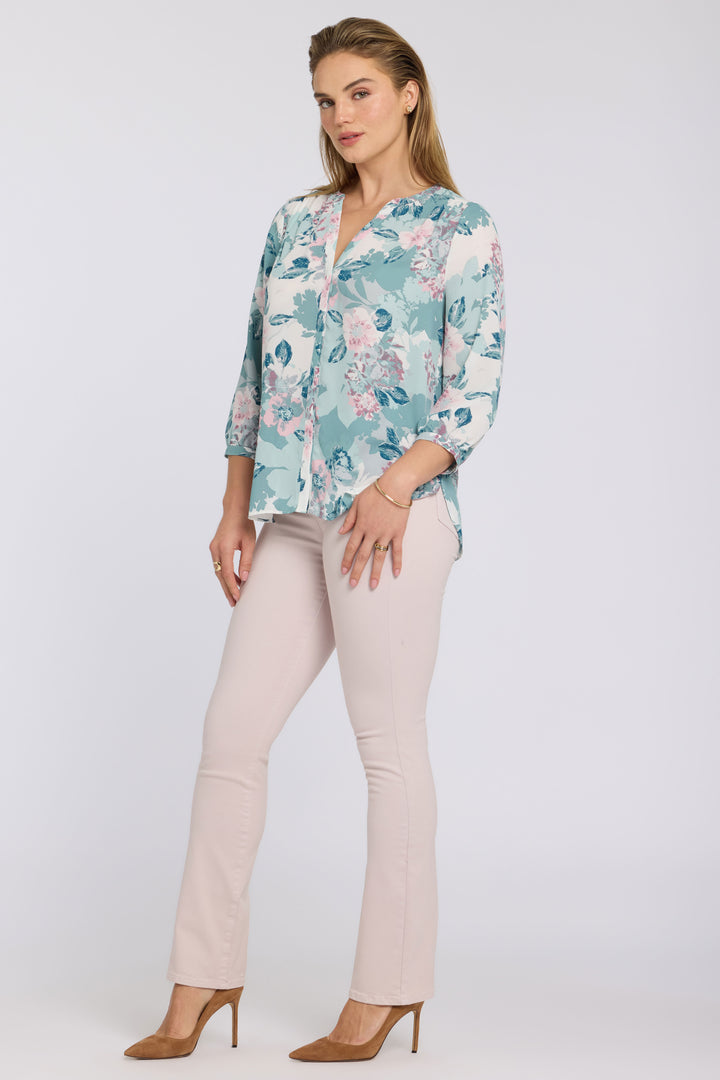 Pintuck Blouse | Floral Mosaic