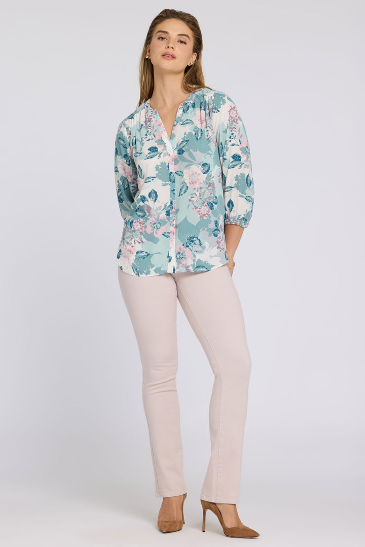 Pintuck Blouse | Floral Mosaic