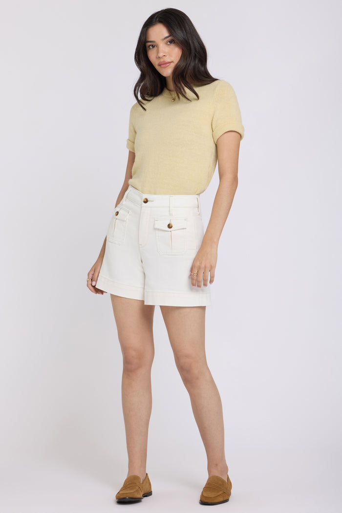 Berkyn Relaxed Denim Shorts With High Rise | Vintage White | Denim | NYDJ