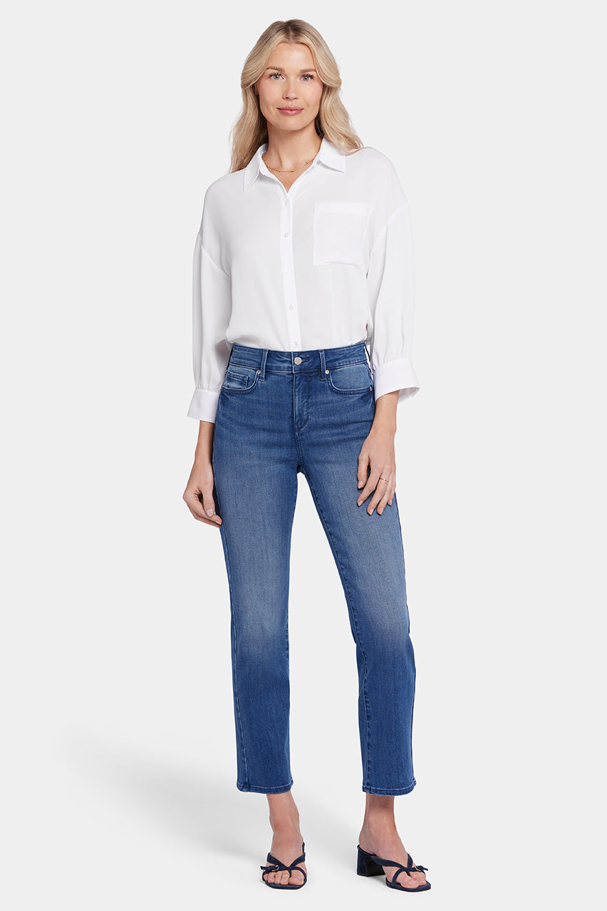 High Rise Marilyn Straight Ankle Jeans Medium Blue Premium Denim | Blue island | Denim | NYDJ