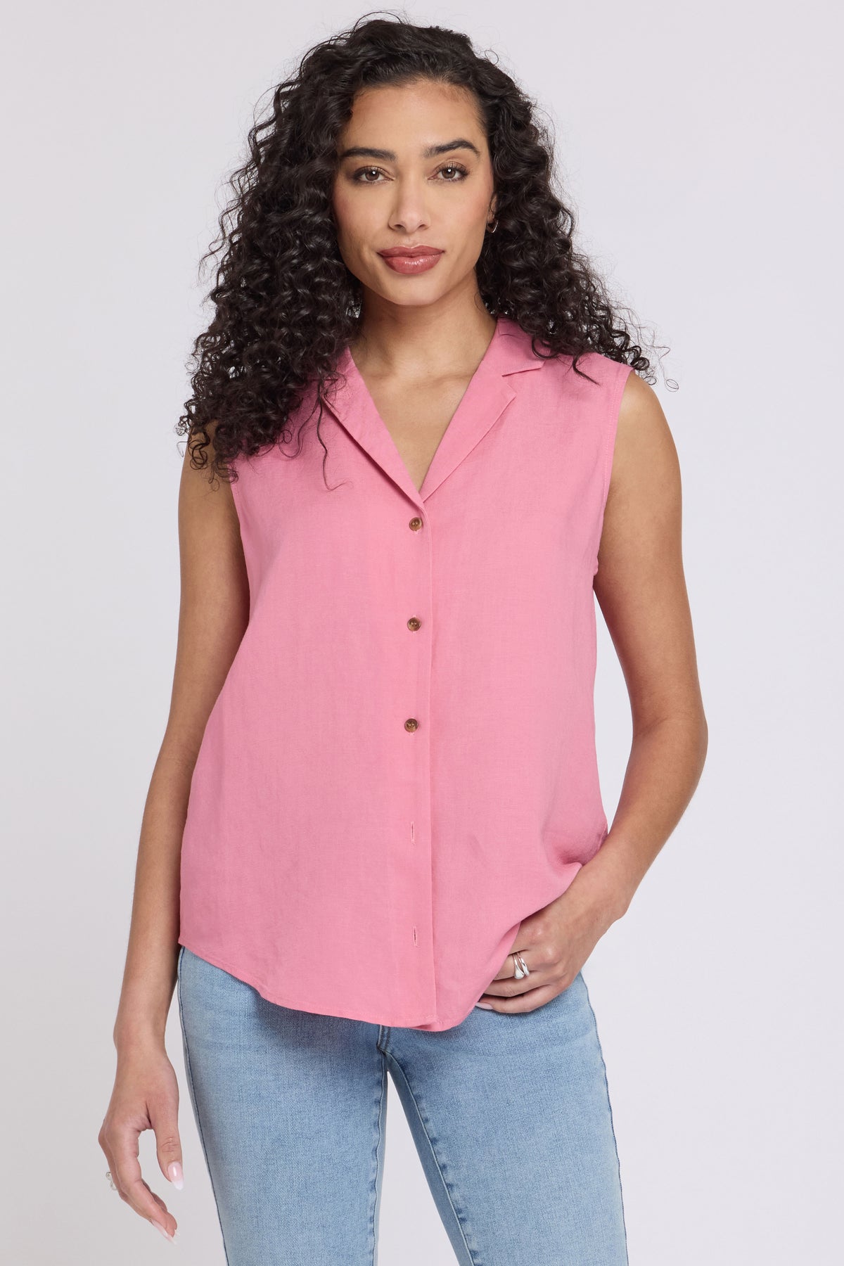 Gabrielle Sleeveless Linen Blouse | Desert Rose | Blouse | NYDJ