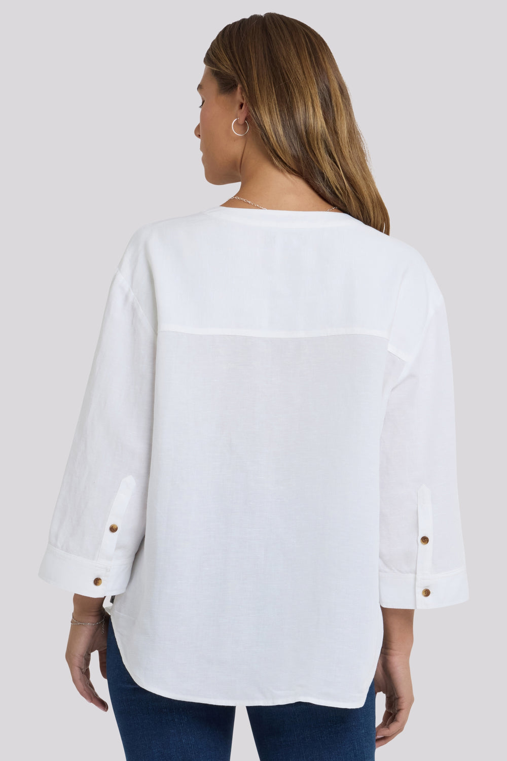 Maggie Oversize Linen Blouse | Optic White | Blouse | NYDJ