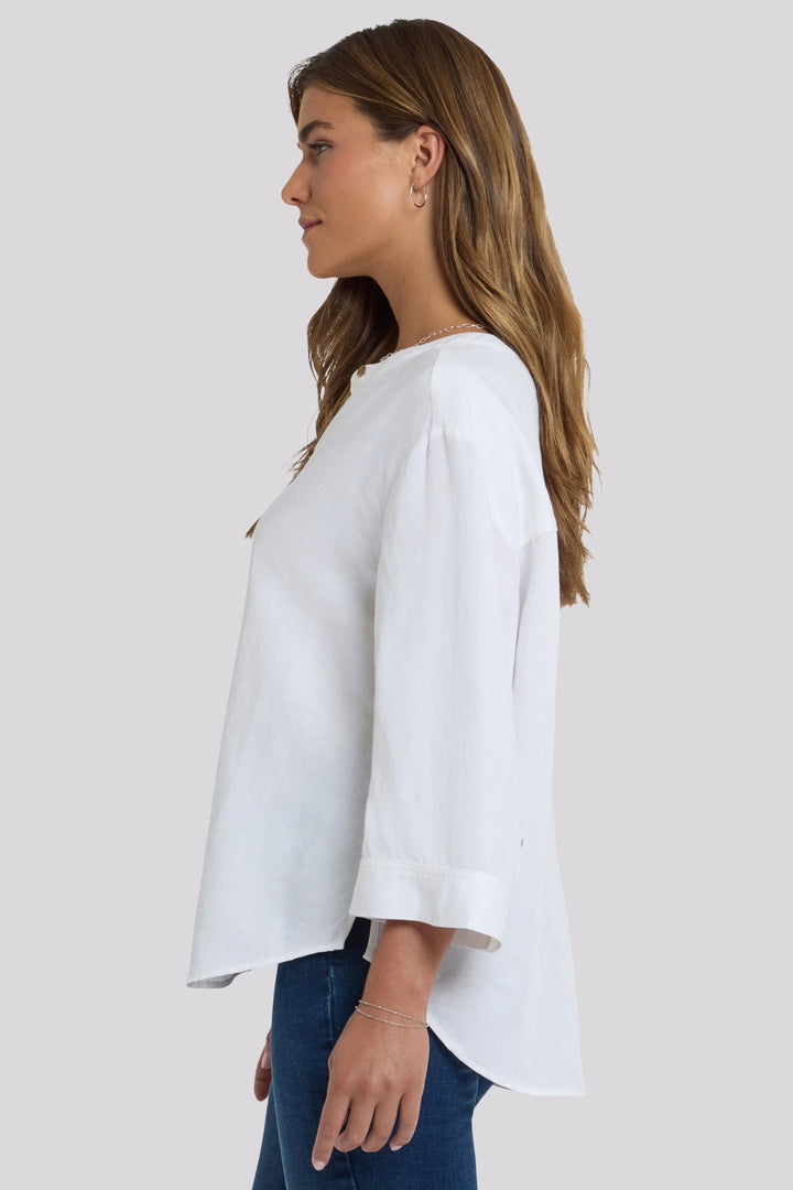 Maggie Oversize Linen Blouse | Optic White | Blouse | NYDJ