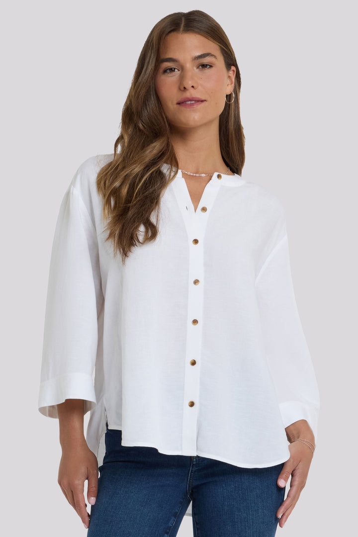 Maggie Oversize Linen Blouse | Optic White | Blouse | NYDJ