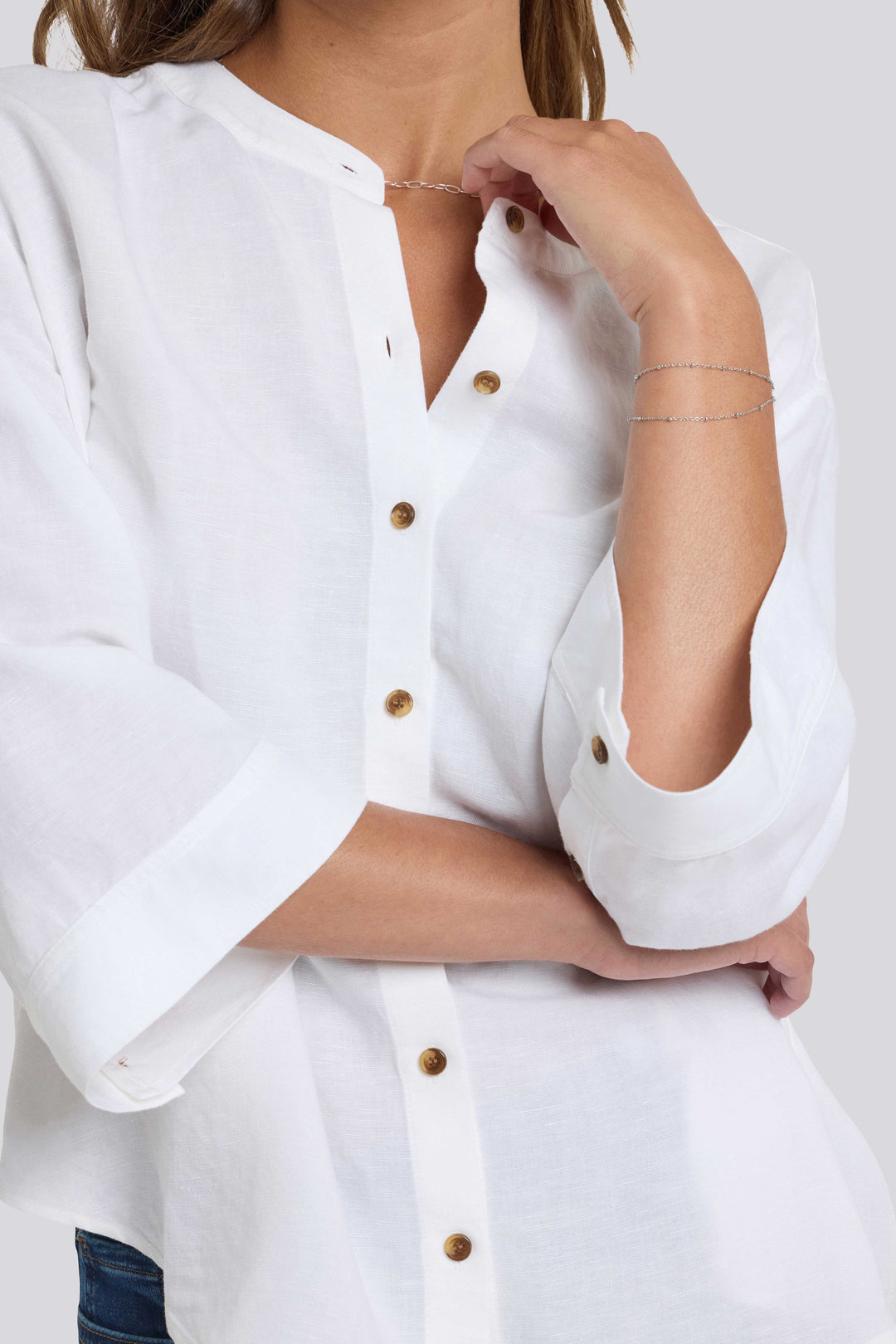 Maggie Oversize Linen Blouse | Optic White | Blouse | NYDJ