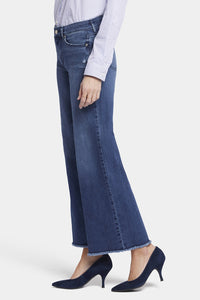 Teresa Wide Leg Ankle Jeans Frayed Hems Medium Blue Premium Denim | Riverwalk | Pants | NYDJ