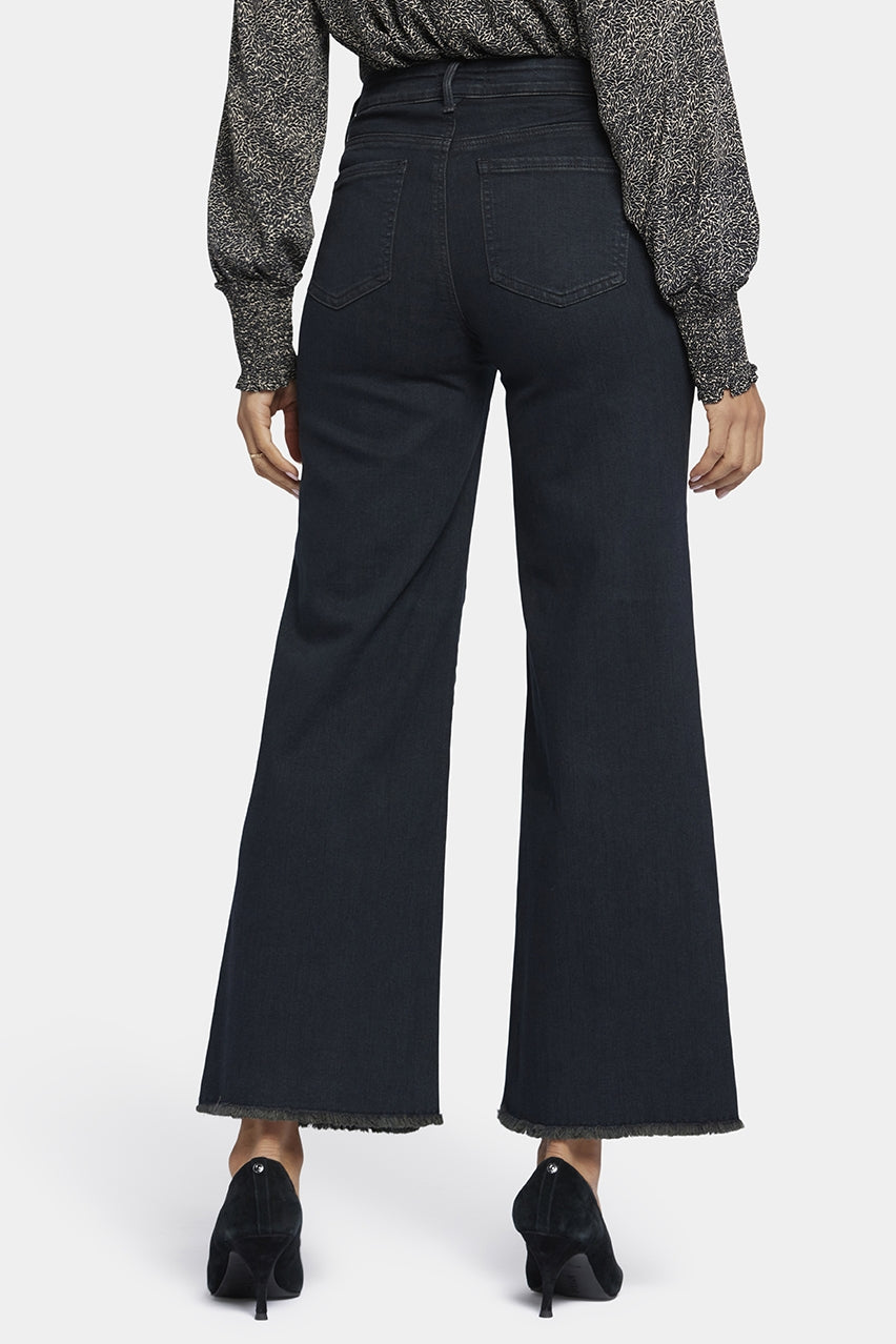 Teresa Wide Leg Ankle Jeans Frayed Hems Black Premium Denim | Huntley | Pants | NYDJ