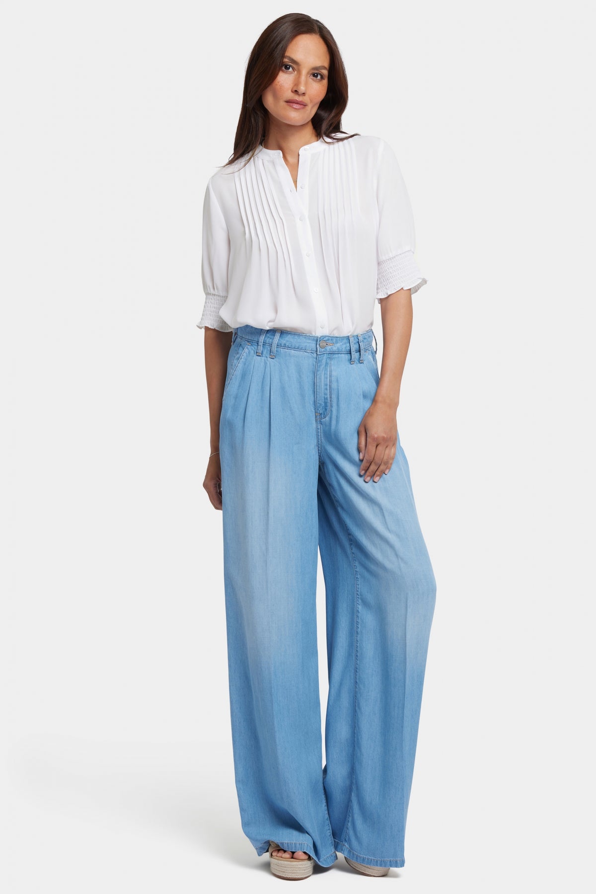 Whitney Pleated Trouser Pants With Super High Rise | Canary Beach | Trouser | NYDJ