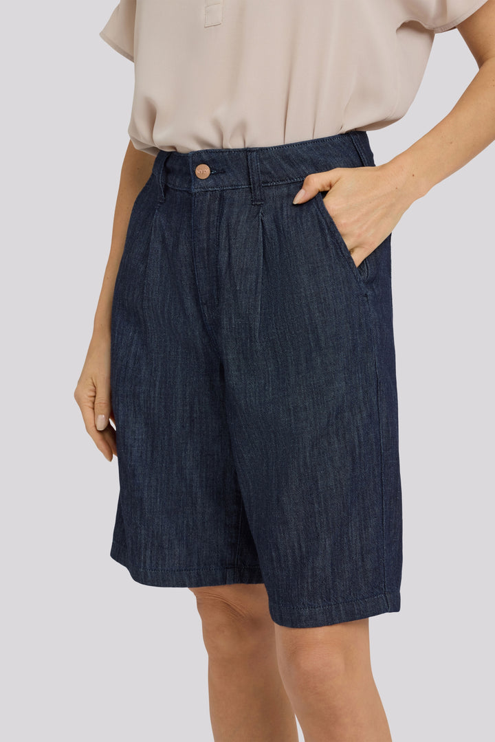 Gwen Relaxed Bermuda Denim Shorts | Dark Indigo | Pants | NYDJ