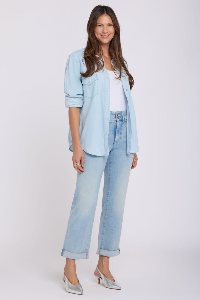 Bailey Relaxed Straight Crop Jeans In Re-New Denim With High Rise | Breezy Palms