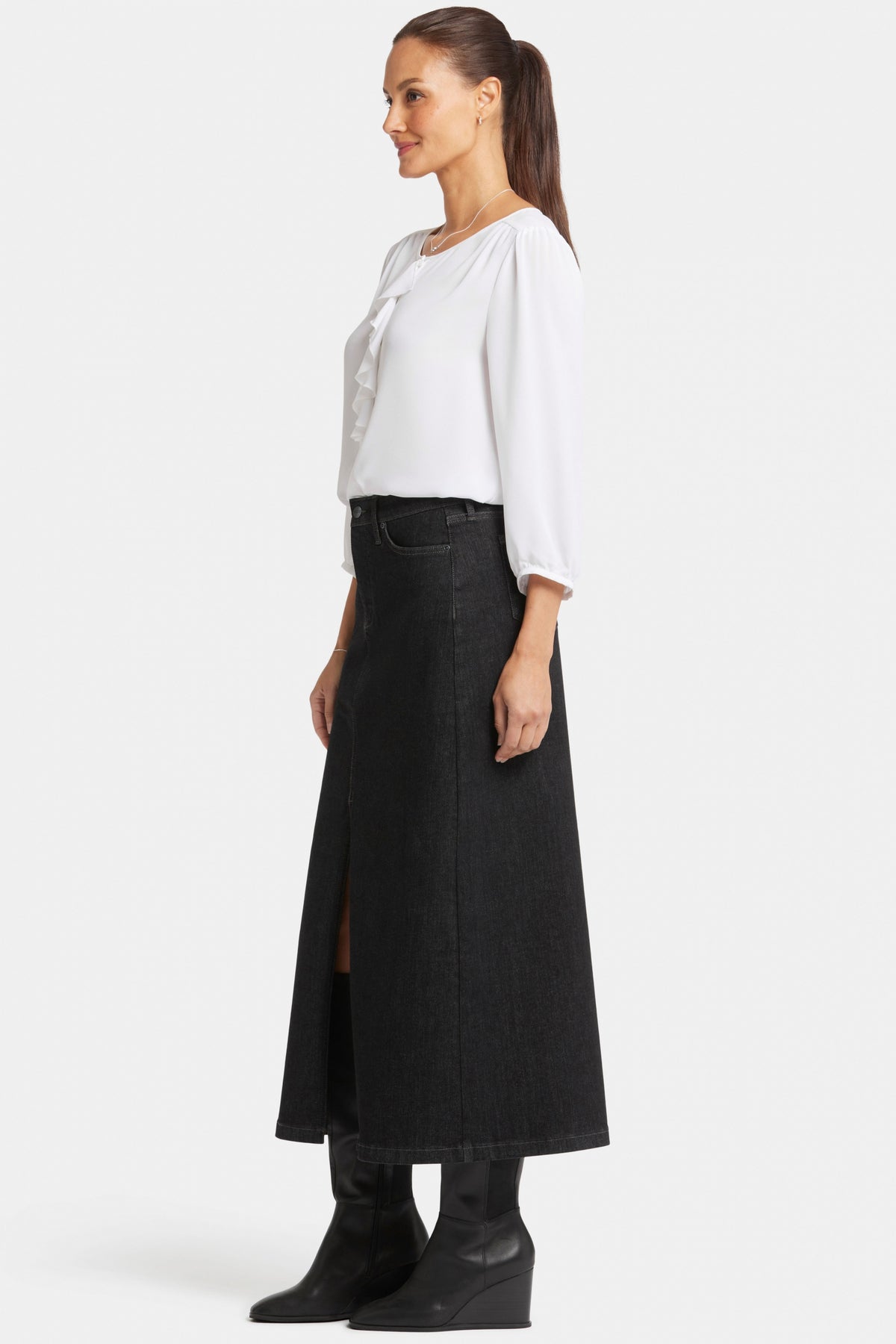 High Rise Long Skirt With Center Front Slit | Eternity | Skirt | NYDJ