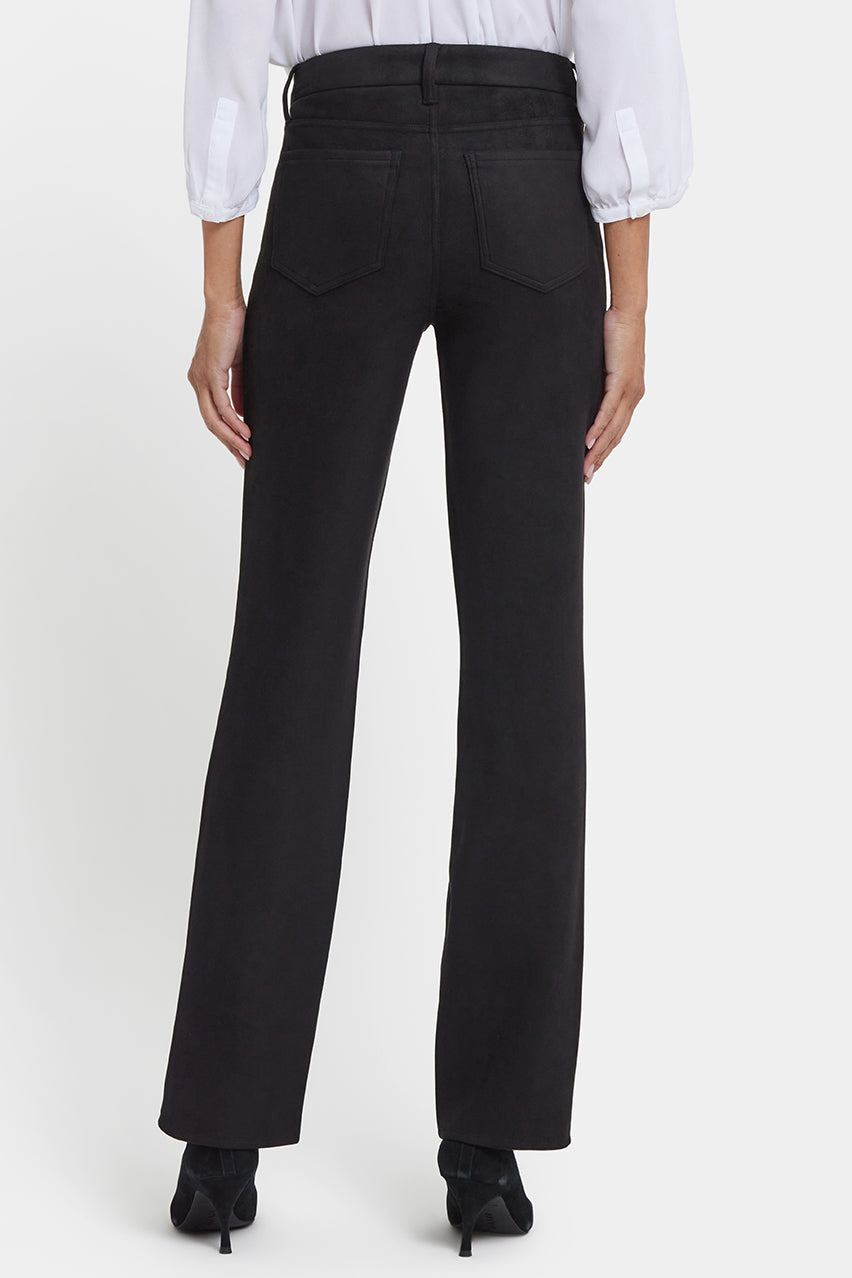 Marilyn Straight Pants in Stretch Faux Suede | Black