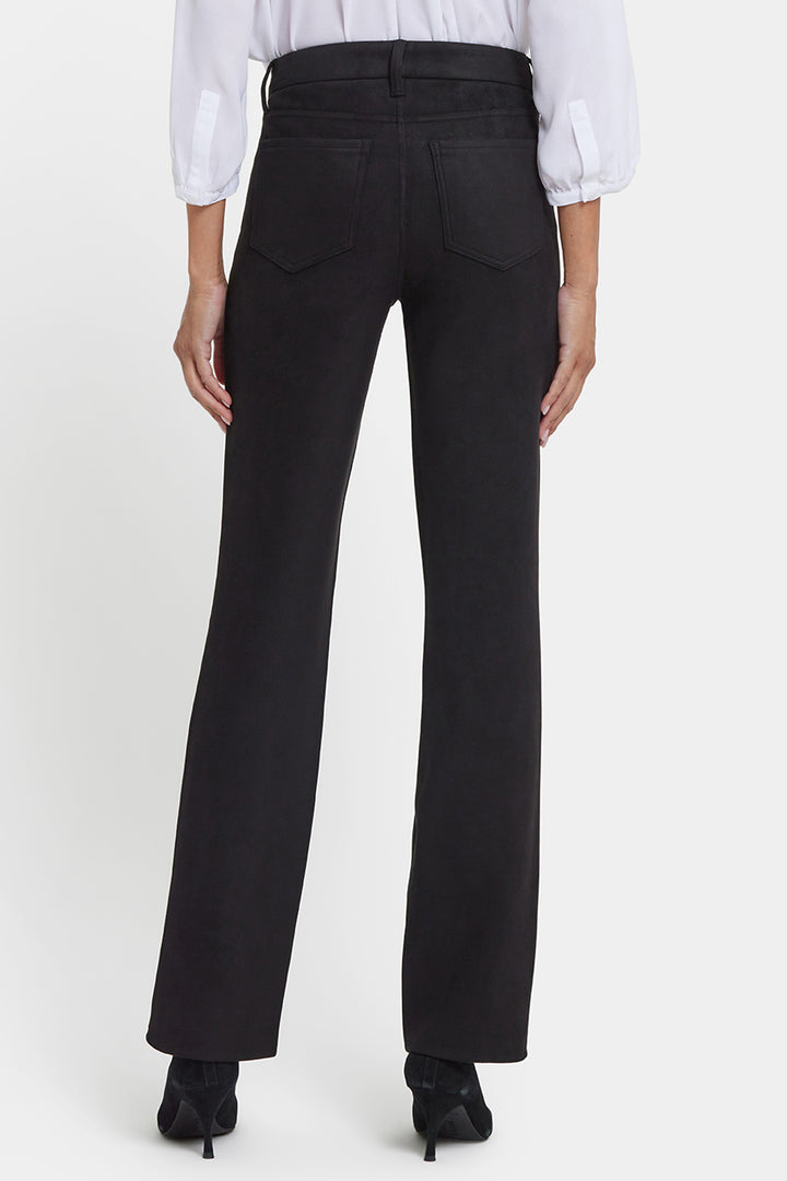 Marilyn Straight Pants in Stretch Faux Suede | Black