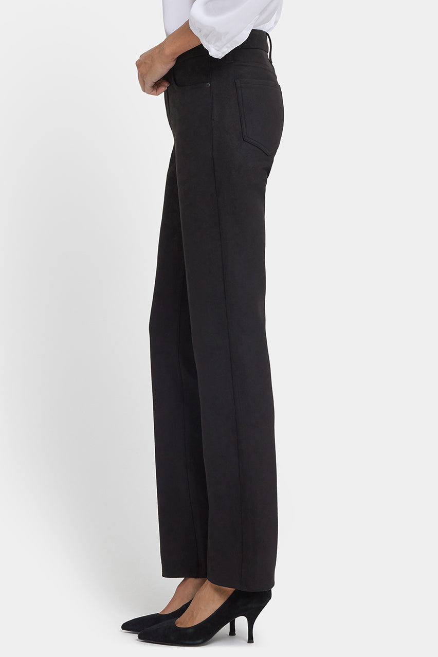 Marilyn Straight Pants in Stretch Faux Suede | Black