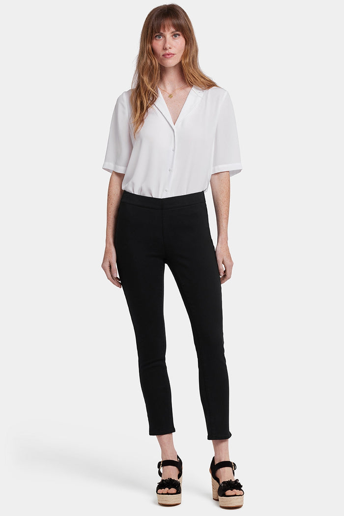 Ami Skinny Ankle Pull-On Jeans In Soft-Contour Denim™ With Side Slits | Overdye Black | Pants | NYDJ