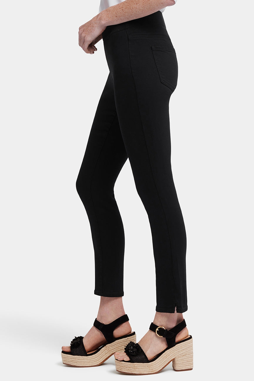 Ami Skinny Ankle Pull-On Jeans In Soft-Contour Denim™ With Side Slits | Overdye Black | Pants | NYDJ