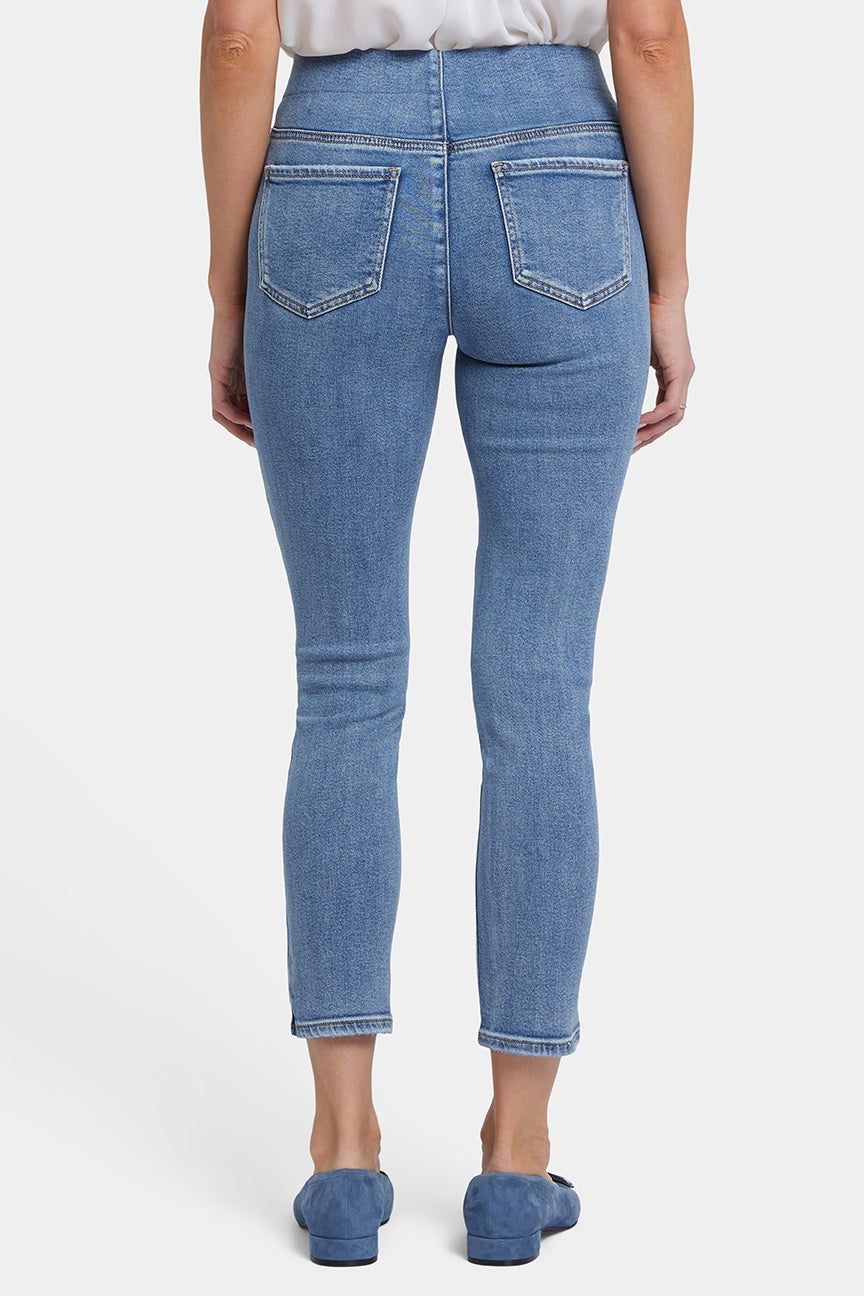 Ami Skinny Ankle Pull-On Jeans In Soft-Contour Denim™ With Side Slits | Minorca Isle | Pants | NYDJ