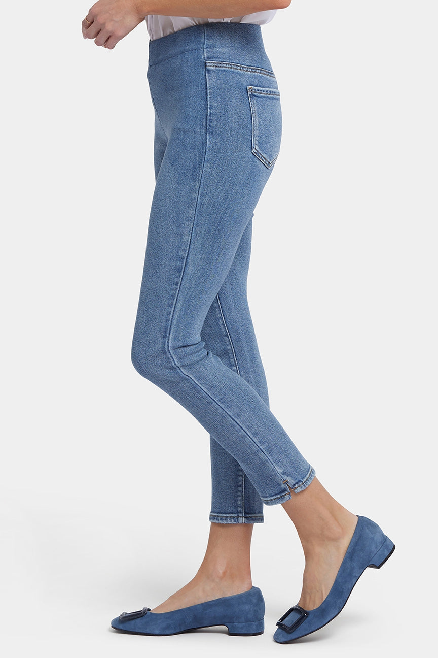 Ami Skinny Ankle Pull-On Jeans In Soft-Contour Denim™ With Side Slits | Minorca Isle | Pants | NYDJ